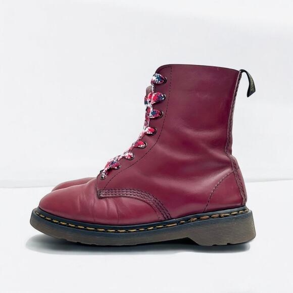 Dr. Doc Martens US7 Vintage 1980s England MIE Soft Red Pascal 8 Eyelet 1460 UK5 - Picture 3 of 11